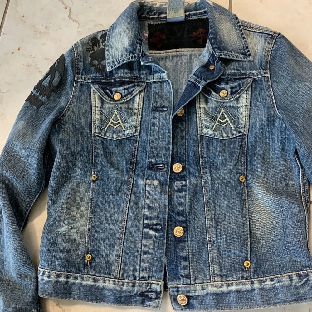 7 for all mankind Jean jacket with skull detail